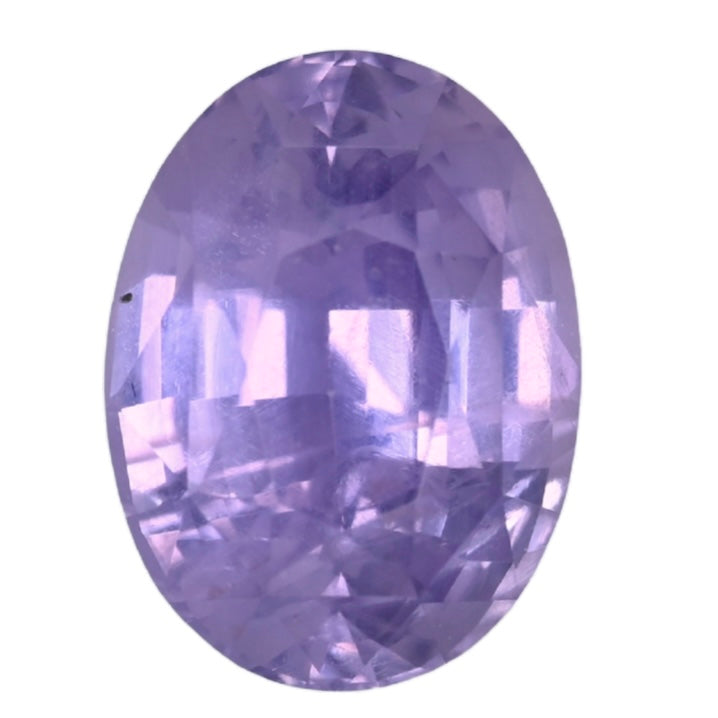 Oval faceted light purple sapphire gemstone