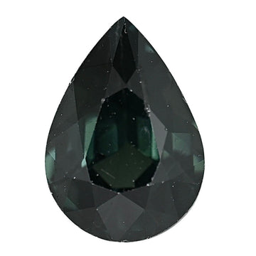 1.72-carat unheated sapphire, loose pear-cut gemstone in a very dark blue-green shade