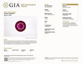 Round red ruby gemstone with facet detail shown on GIA certificate report