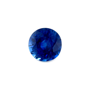 Round blue sapphire gemstone, deep royal blue faceted stone
