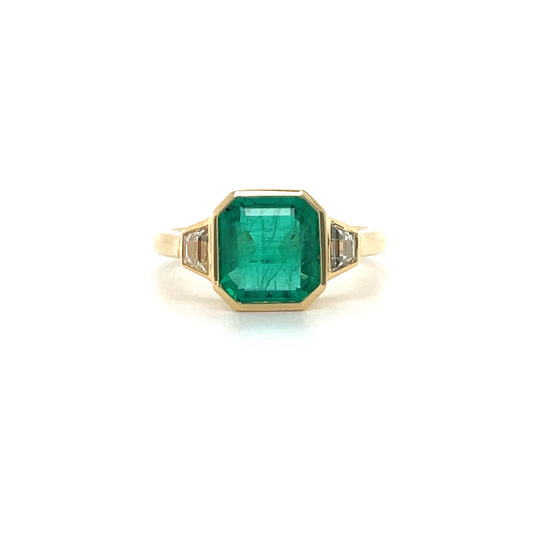 1.90 Carat Colombian Emerald Ring - 18k Yellow Gold