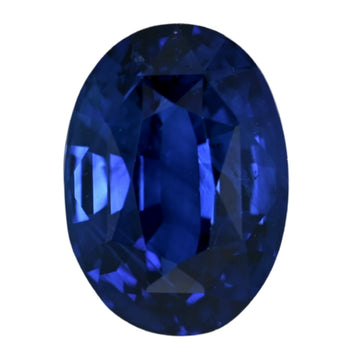 Oval blue sapphire gemstone, deep royal blue faceted oval