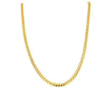 Yellow gold Miami Cuban link chain necklace, 2.6mm, V-shaped drape