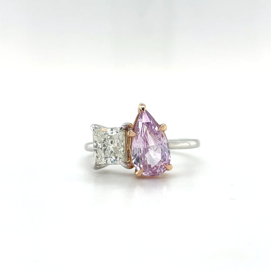 Diamond and Pink Sapphire Toi et Moi Ring