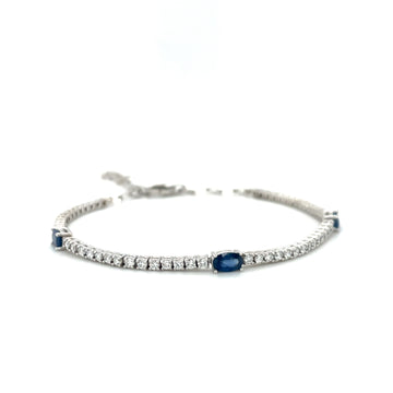 Sapphire and diamond tennis bracelet in 14k white gold