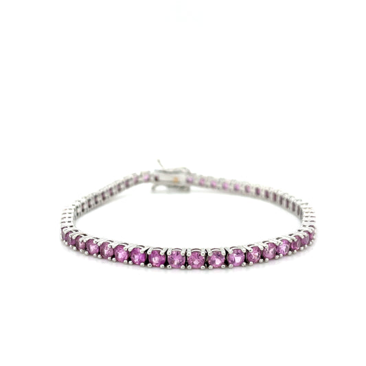 2.70 Carat Pink Sapphire Tennis Bracelet - 14k White Gold