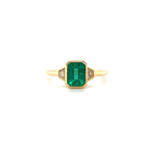 1.16 Carat Natural Emerald Ring - 14k Yellow Gold