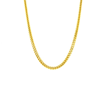 14k yellow gold Franco chain necklace, 2.5mm links; close-up of chain