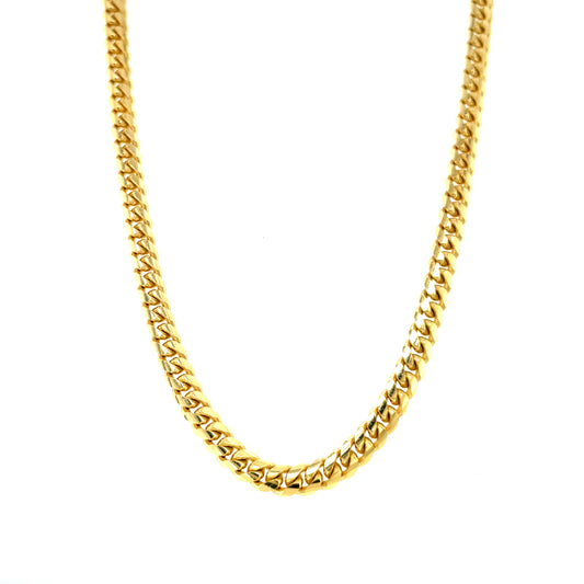 Solid 14k Gold Miami Cuban Chain Necklace - 4mm