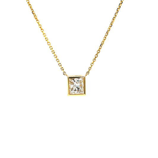 1.00 Carat Princess Diamond Pendant - 14k Gold