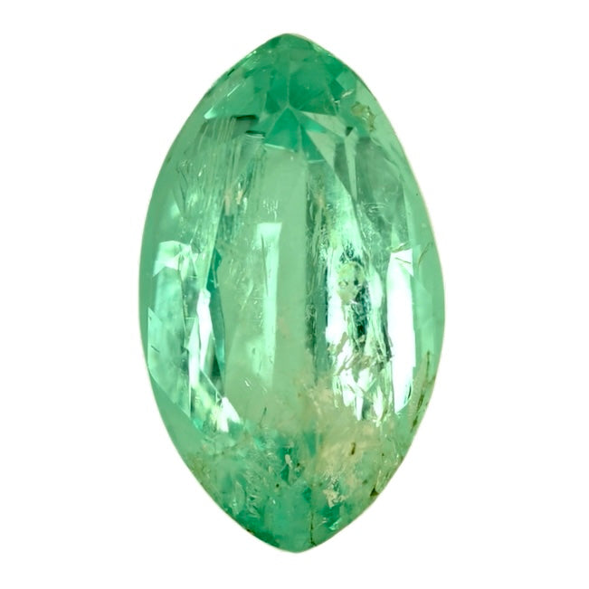 Green pear-shaped emerald gemstone, faceted