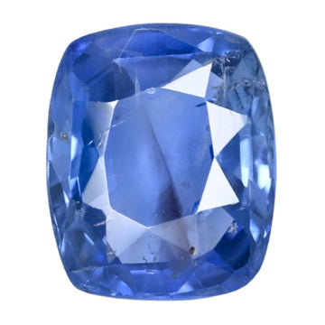 Blue sapphire gemstone with cushion-cut facets, 3.38 carat, no heat