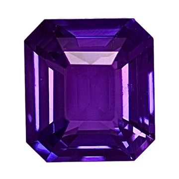 Purple sapphire gemstone, octagonal step facets
