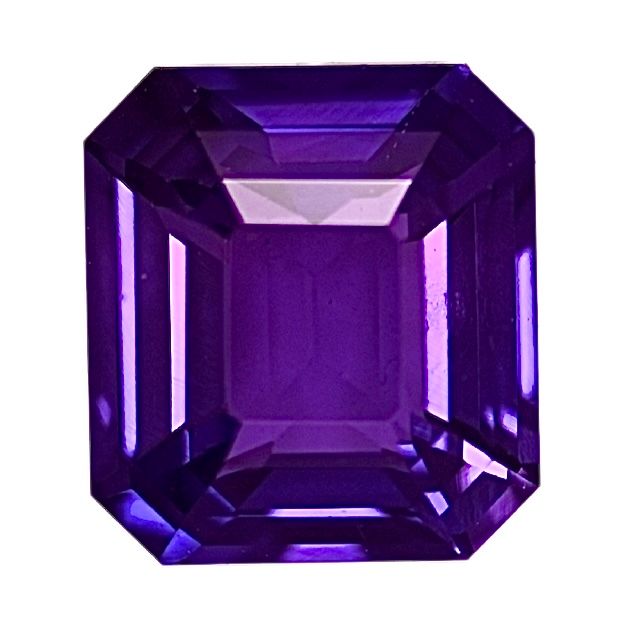 Purple sapphire gemstone, octagonal step facets