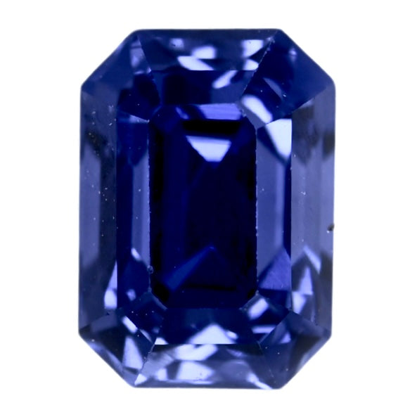 Octagonal blue spinel gemstone, faceted with step-cut sparkle