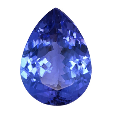 Faceted blue-violet teardrop gemstone, pear cut