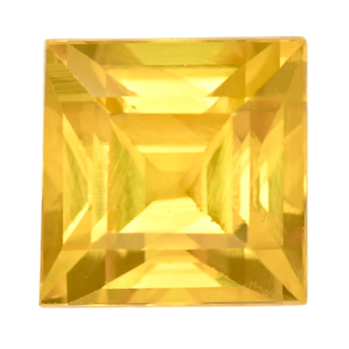 Asscher-cut yellow sapphire gemstone, square faceted