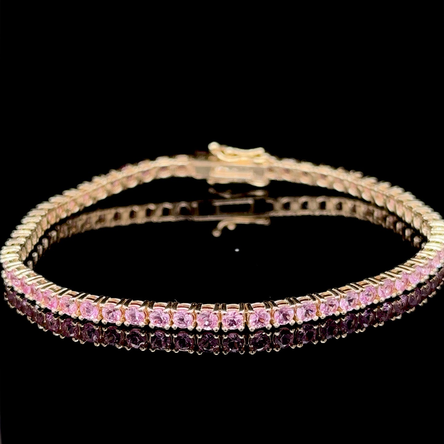 5.00 Carat Pink Sapphire Tennis Bracelet - 14k Yellow Gold