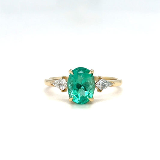 1.66 Carat Colombian Emerald and Diamond Ring