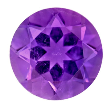 Round amethyst gemstone, faceted purple stone