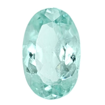 Oval Paraiba tourmaline gemstone with mint-green facets