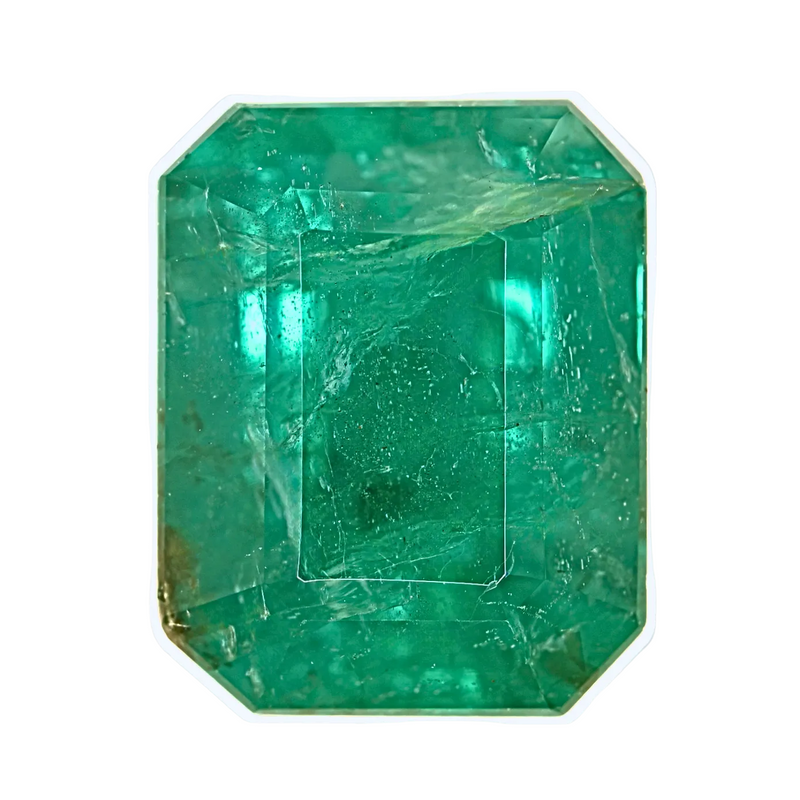 Emerald-cut green emerald gemstone, 4.73 ct, faceted