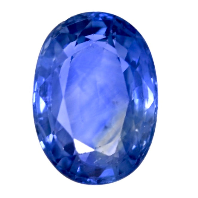 Oval-cut blue sapphire gemstone with faceted shine