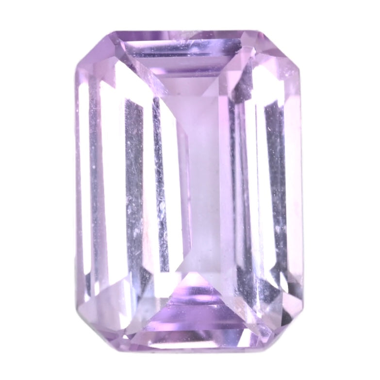 Pink sapphire gemstone in emerald cut, square emerald-style facets