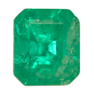 Emerald gemstone, cushion-cut, vivid green
