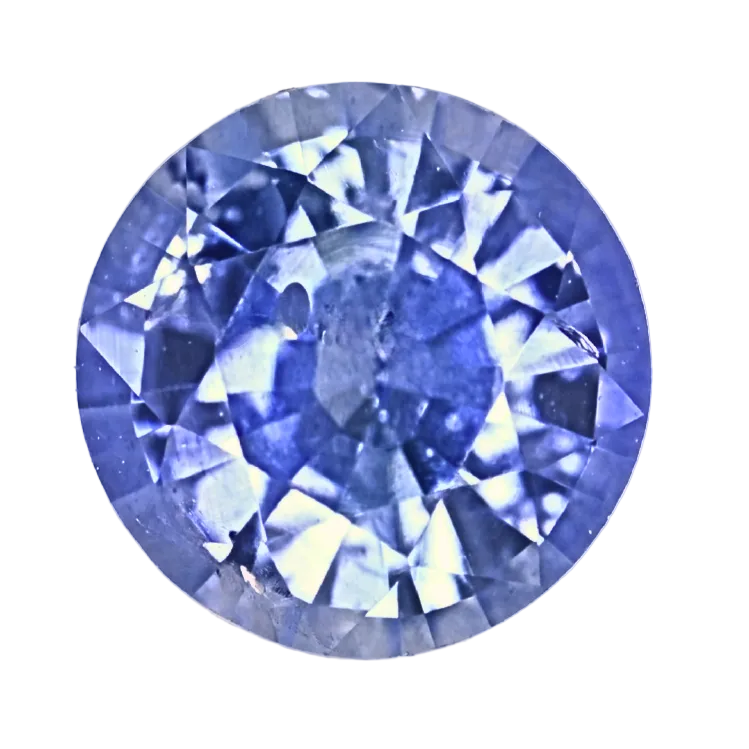 Round faceted blue sapphire gemstone