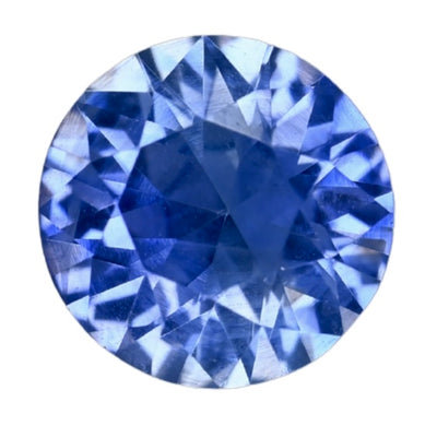 Blue sapphire gemstone with round brilliant cut facets
