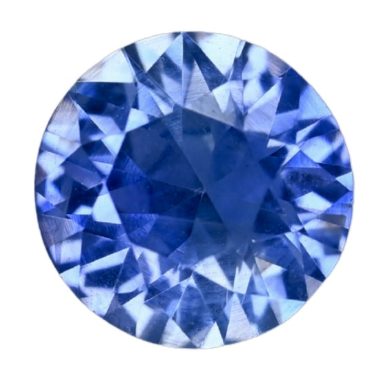 Blue sapphire gemstone with round brilliant cut facets
