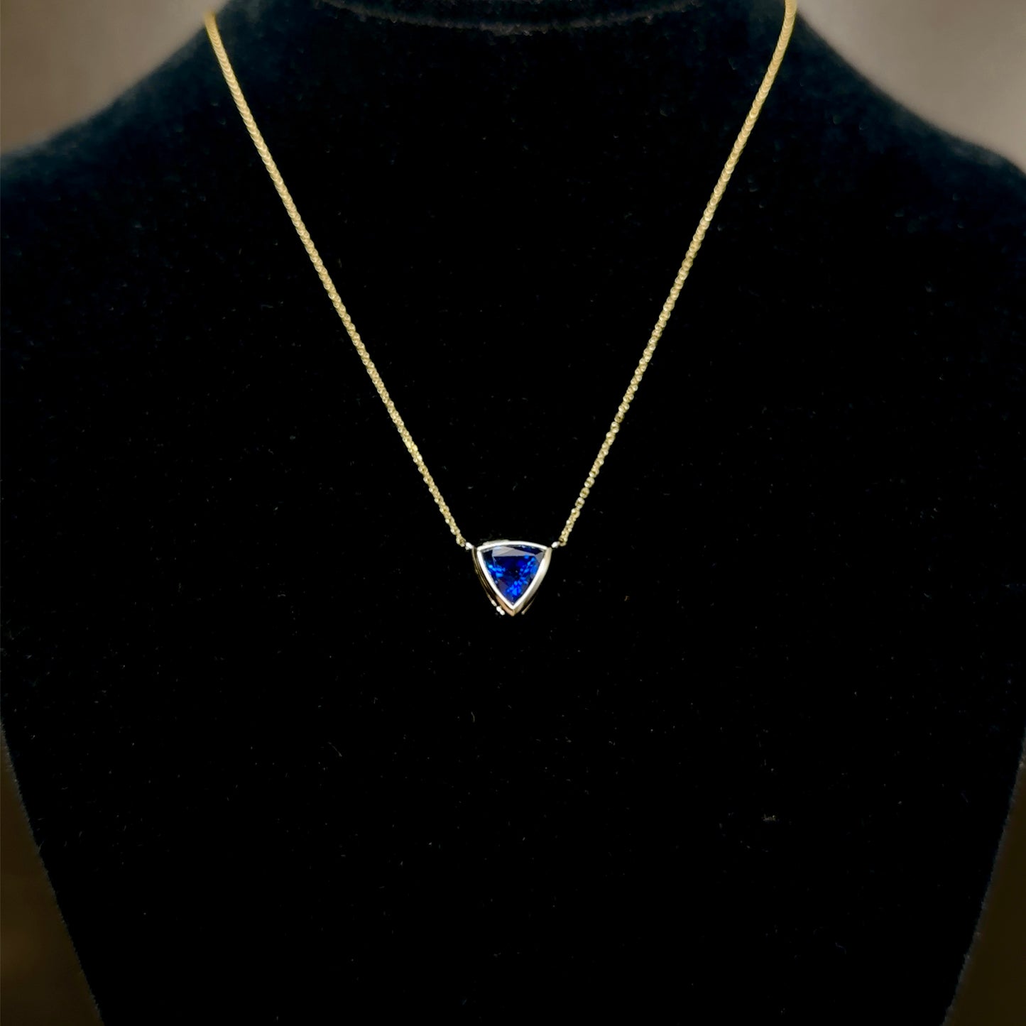 3.26 Carat Trillion Sapphire Pendant - 14k Gold