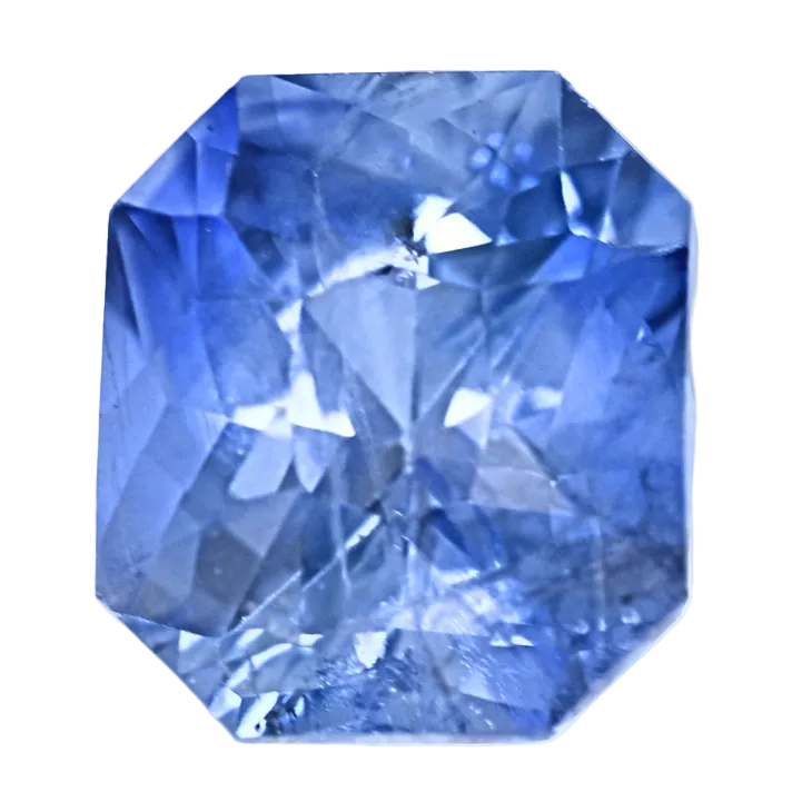 Blue sapphire gemstone, faceted octagon cut