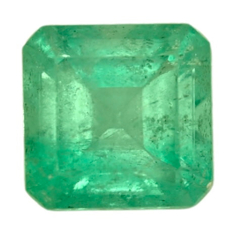 0.76-carat emerald-cut emerald gemstone, bright green, rectangular facets