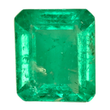 Green emerald gemstone, square emerald cut, 0.67 ct