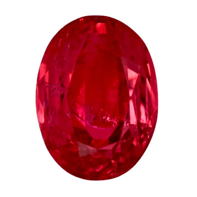 Oval red spinel gemstone, faceted brilliance, single stone