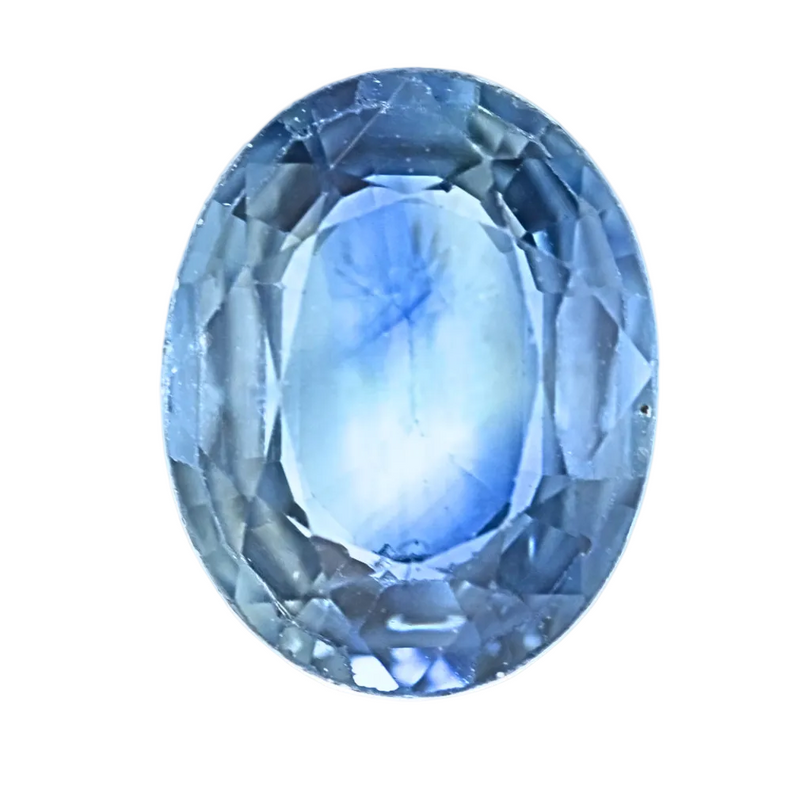 Oval-cut blue sapphire gemstone, faceted oval