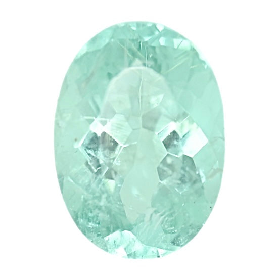 Oval tourmaline gemstone, mint turquoise green, faceted