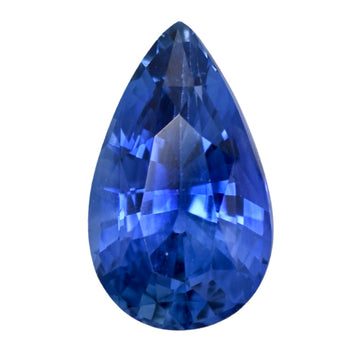 Blue sapphire teardrop pear-cut gemstone with faceted brilliance