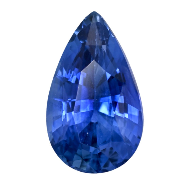 Blue sapphire teardrop pear-cut gemstone with faceted brilliance