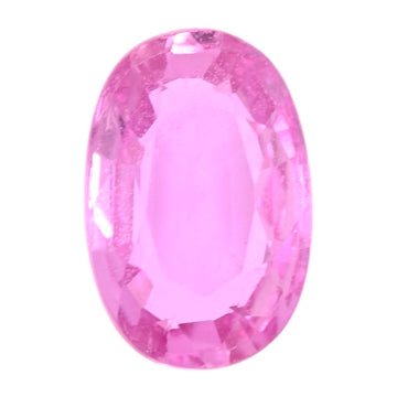 Oval pink sapphire gemstone, faceted with glossy shine.