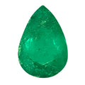 Teardrop emerald gemstone, vibrant green pear shape