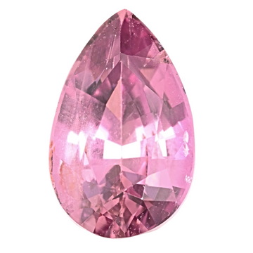 Pear-cut pink-purple sapphire gemstone, teardrop shape with faceted interior