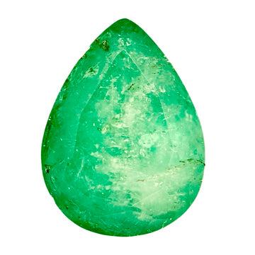 Emerald pear-shaped gemstone, full view