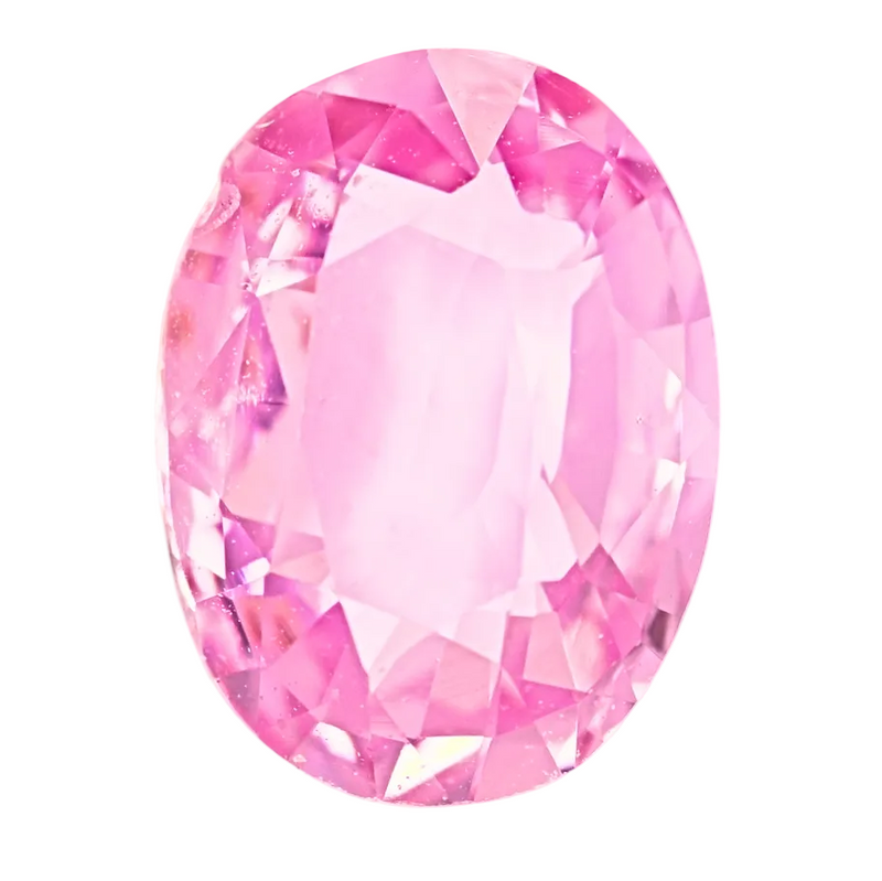 Pink oval sapphire gemstone, 1.55 carat