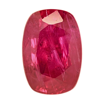 Oval ruby gemstone, deep pink-red with faceted cut