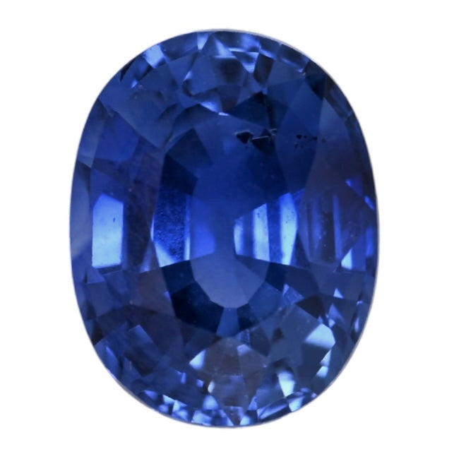 Oval blue sapphire gemstone, faceted cut