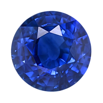 Oval blue sapphire gemstone, faceted close-up