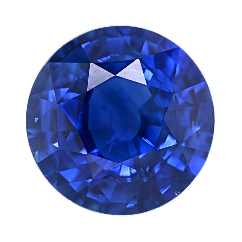 Oval blue sapphire gemstone, faceted close-up